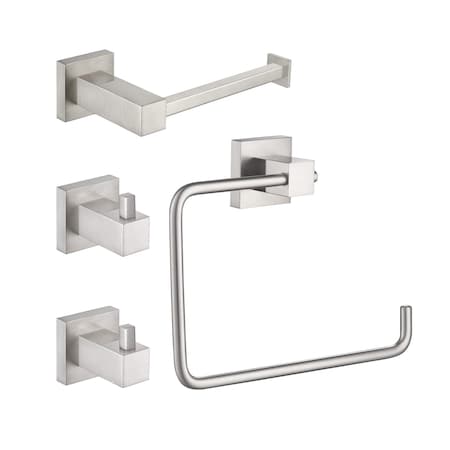 Kibi Cube 4-Piece Bathroom Hardware Set C-KBA15-4BN-1